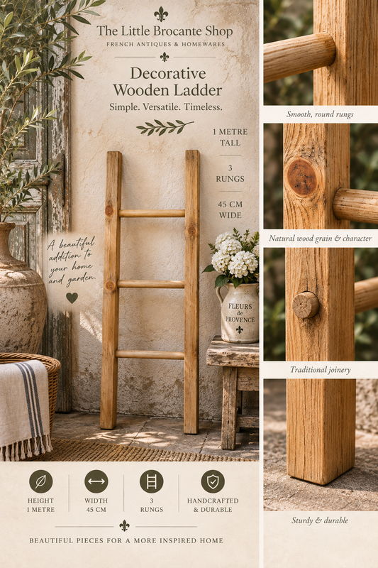 Rustic Traditional Wooden Towel or Blanket Ladder - 1 metre tall