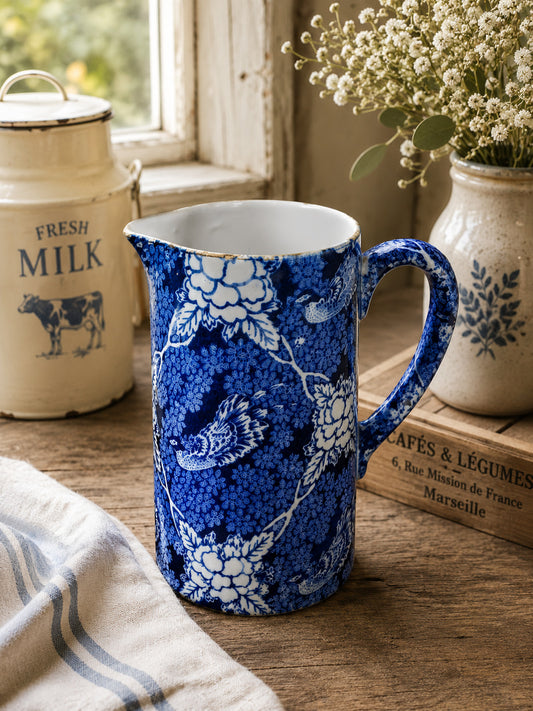 Vintage Royal Venton Ware Blue and White Milk Jug | John Steventon & Sons | English Pottery Pitcher | Country Cottage Décor