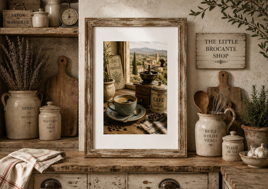 Café de Provence Art Print | French Coffee Kitchen Wall Art | Rustic Coffee Station Decor | Vintage French Country Café Print