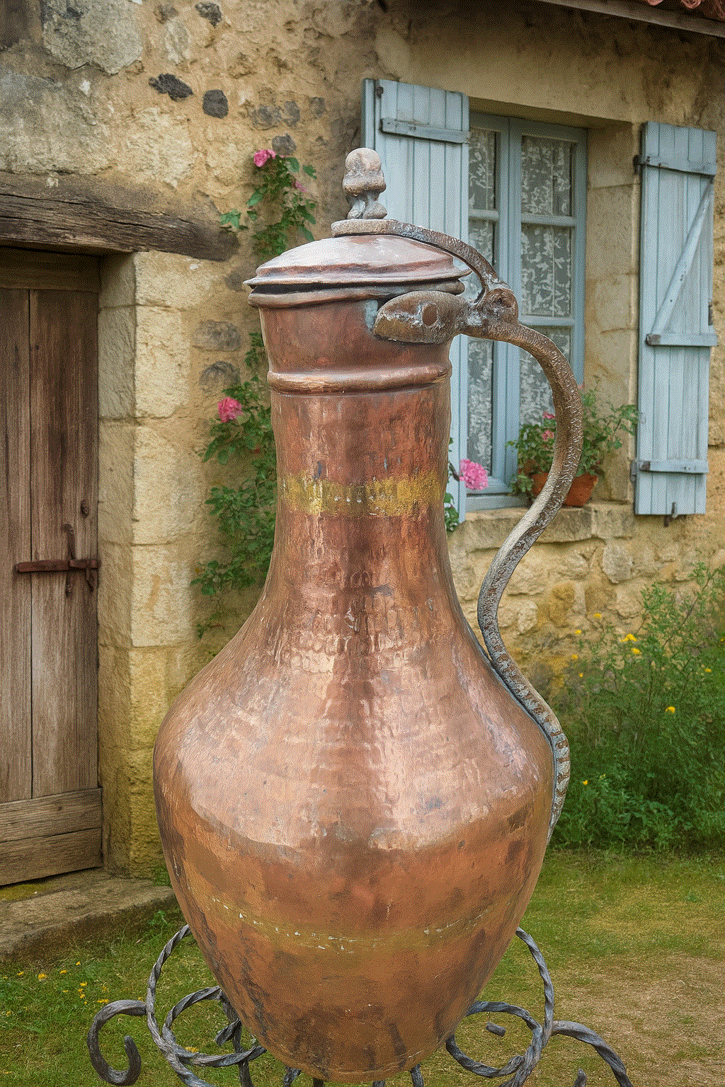 Antique French Hammered Copper Water Jug c.1830