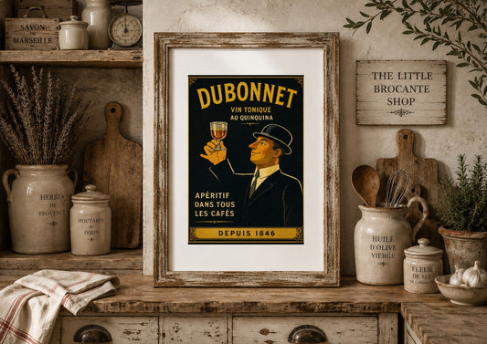 Dubonnet Vin Tonique Vintage French Advertising Print | Art Deco French Aperitif Wall Art | Classic Paris Bar Poster