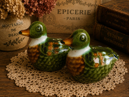 Hand-Painted Ceramic Mallard Duck Salt & Pepper Pots