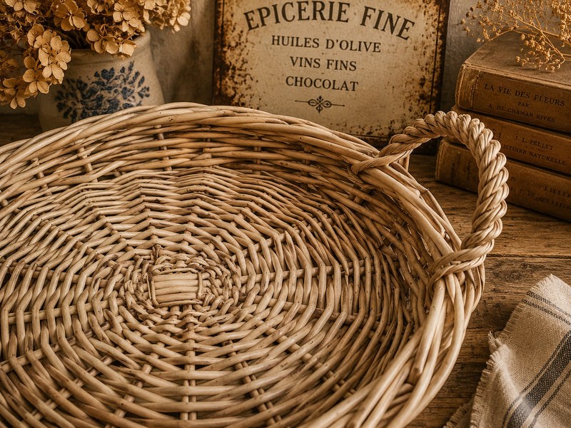 Vintage Wicker Basket with Handles – French Country Charm