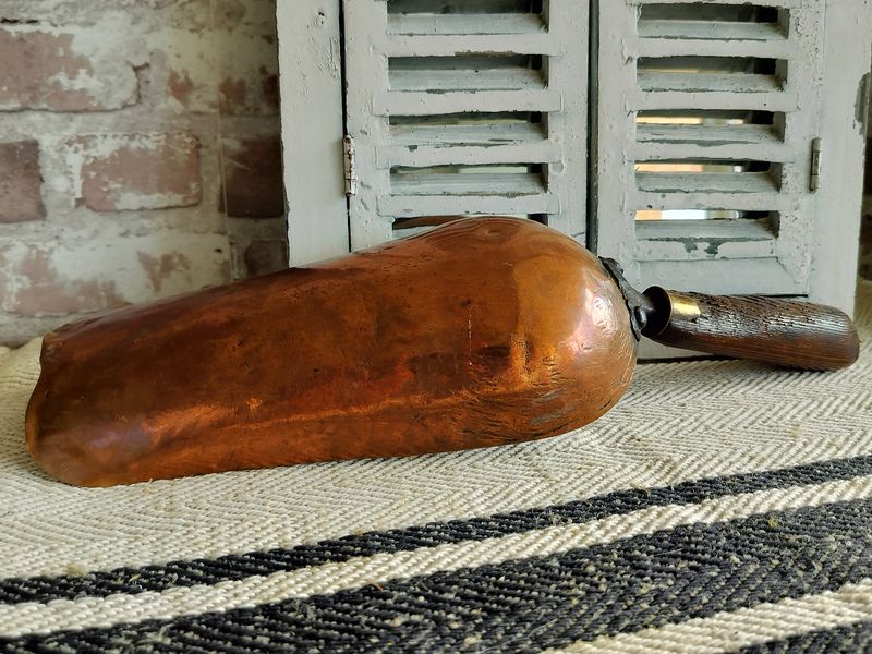 Antique French Copper Scoop with Wooden Handle