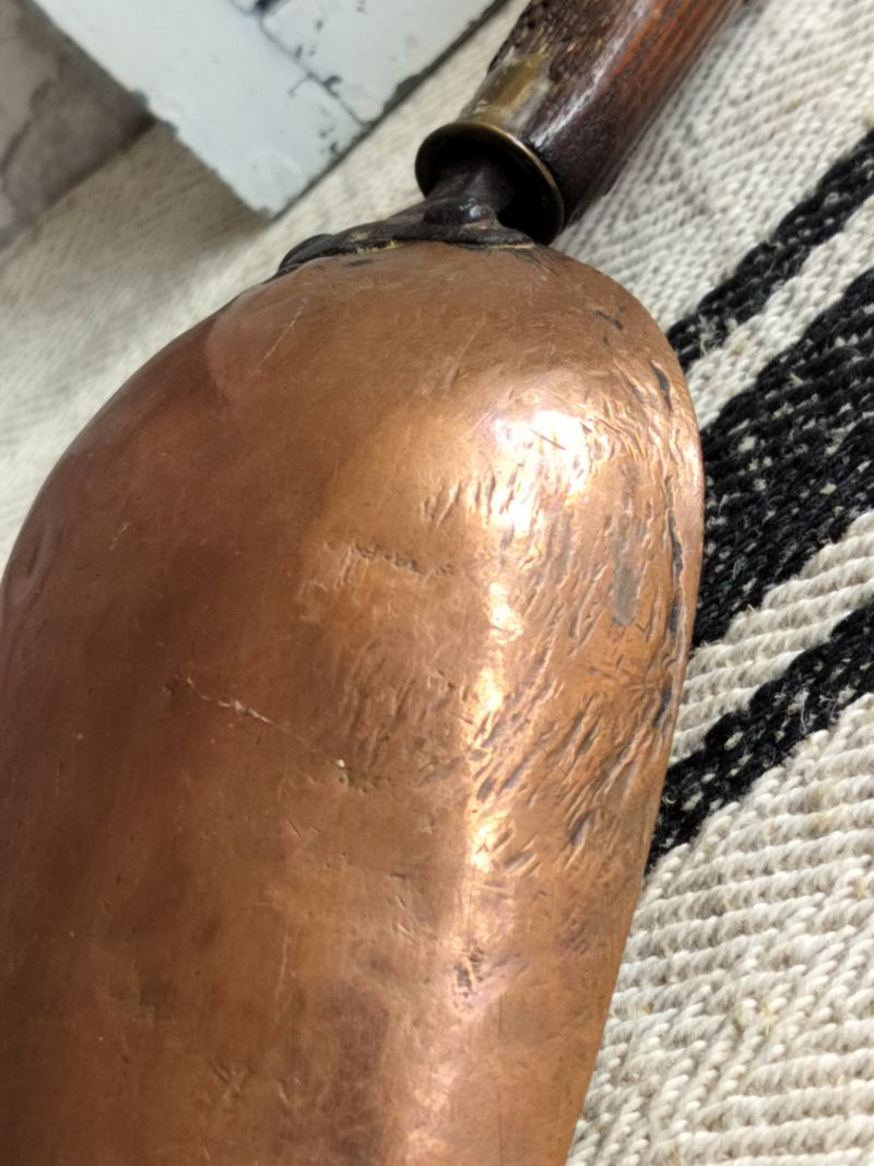Antique French Copper Scoop with Wooden Handle