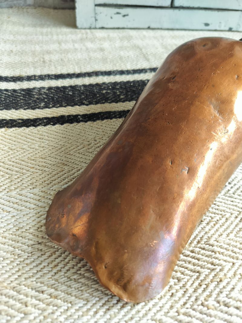Antique French Copper Scoop with Wooden Handle