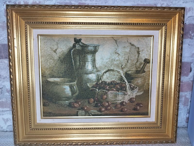 Vintage French Still Life Picture of Cherries
