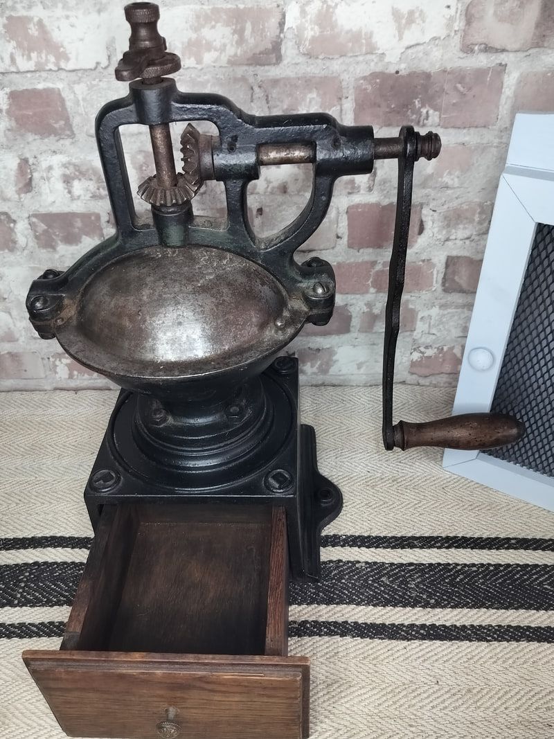 Antique French Large (Commercial) Cast Iron Coffee Grinder