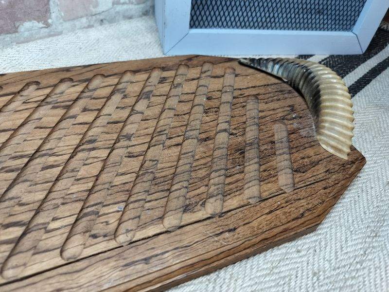 Antique Horn Decorated French Bread Cutting Board