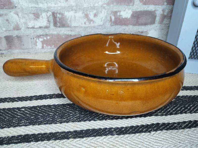 Vintage French Glazed Ceramic Stoneware Casserole Pot