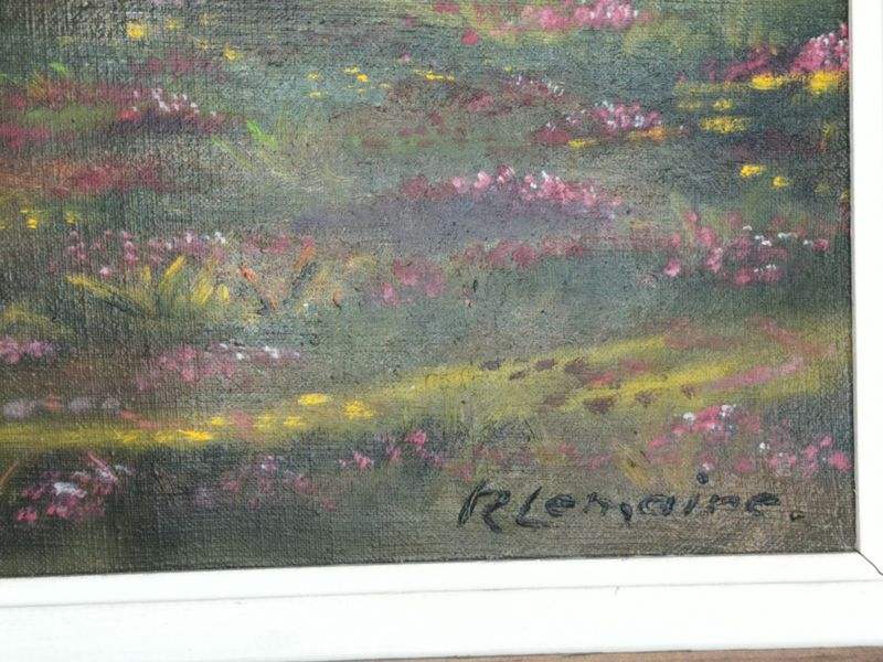 Antique Deer in the Woods Large French Oil Painting