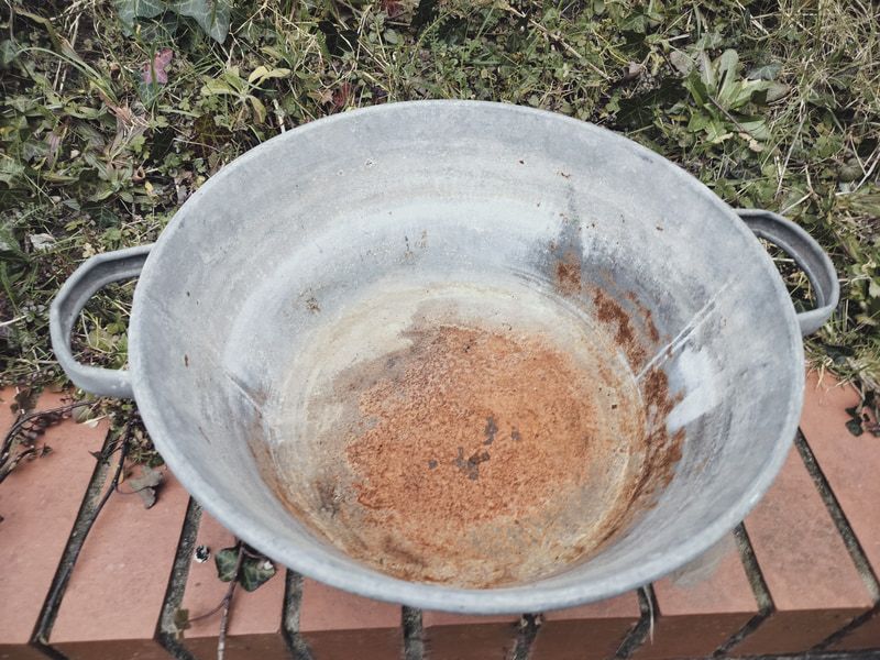 French Vintage Galvanised Metal Washbasin / Planter