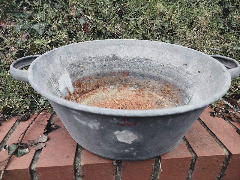 French Vintage Galvanised Metal Washbasin / Planter