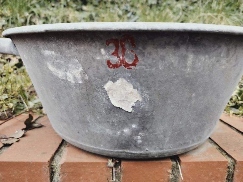 French Vintage Galvanised Metal Washbasin / Planter