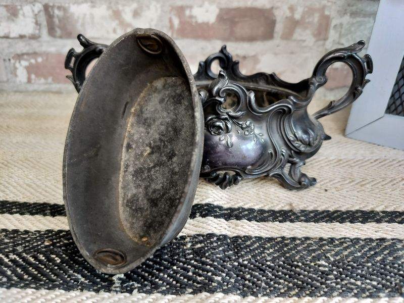 Antique French Louis XVth style Ornate Metal Jardiniere c. late 1800's