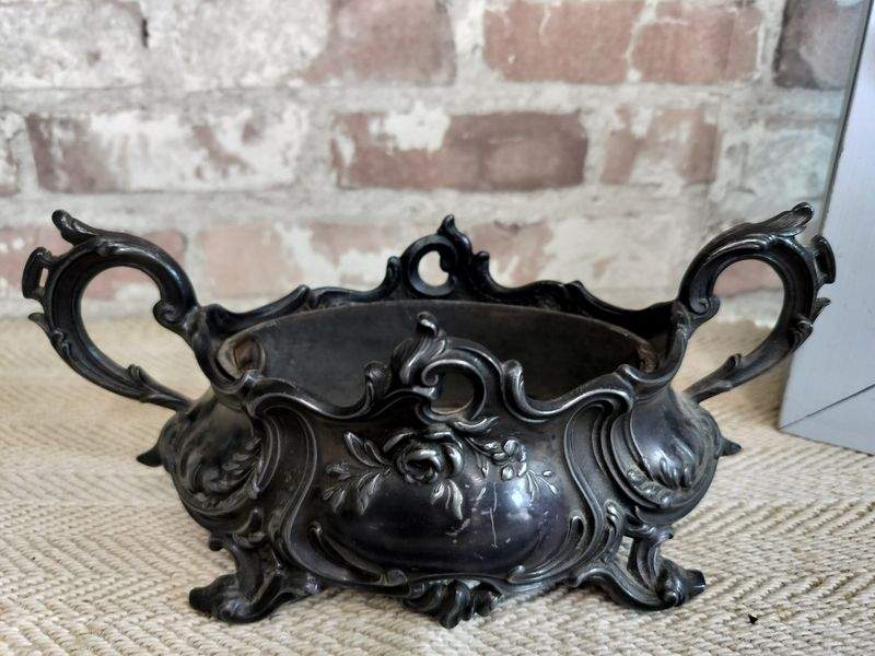 Antique French Louis XVth style Ornate Metal Jardiniere c. late 1800's