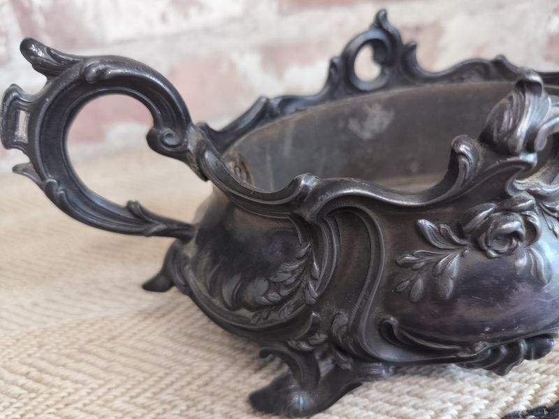 Antique French Louis XVth style Ornate Metal Jardiniere c. late 1800's