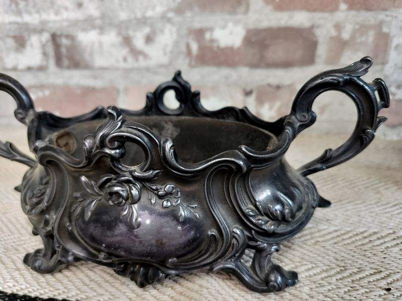 Antique French Louis XVth style Ornate Metal Jardiniere c. late 1800's