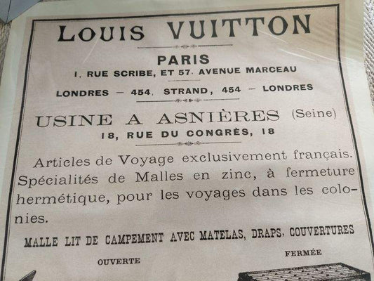 Repro French Louis Vuitton Camp Bed Advert