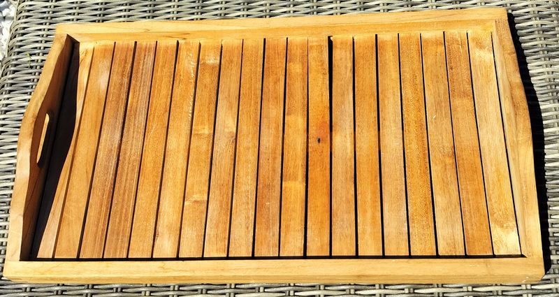 French Vintage Teak Wooden Tray