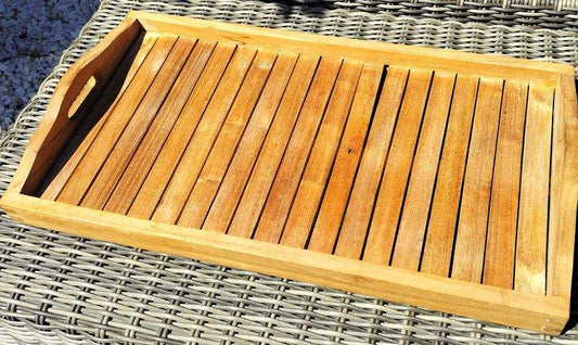 French Vintage Teak Wooden Tray