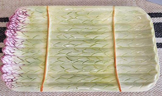 Vintage French Majolica Asparagus Plate c.1950