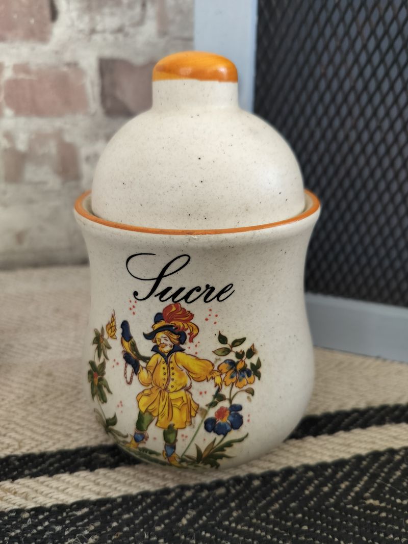 Set of 5 Vintage French Kitchen Porcelain Storage Pots