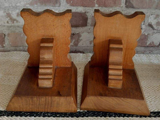 Pair of Vintage French Wooden Book Ends