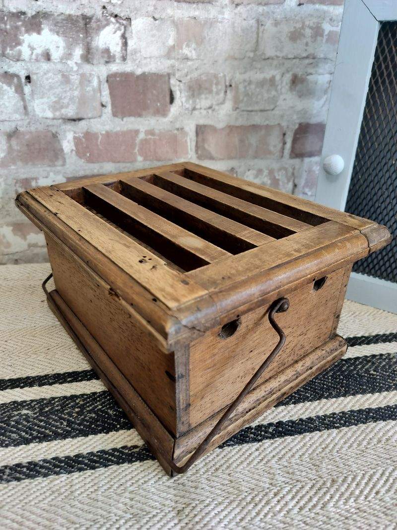 French Antique Wooden Handwarmer