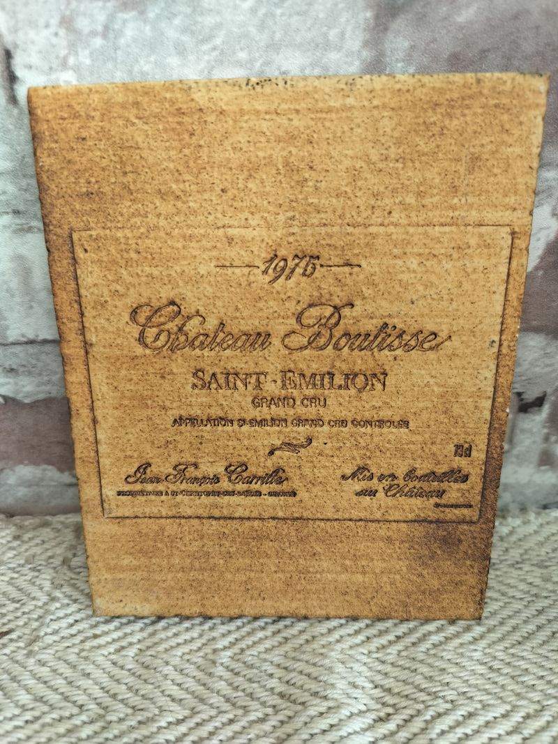 Vintage French Chatueau Boulisse clay wine label tile from 1978 by Roger Capron