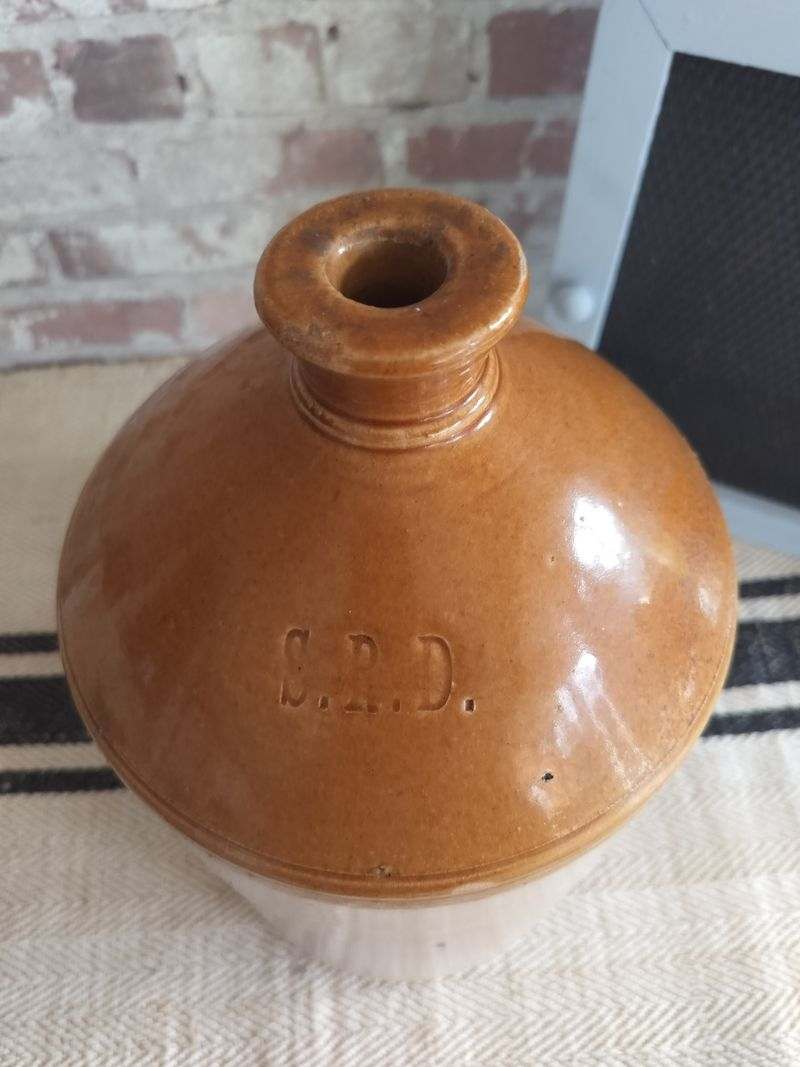 Antique Salt Glazed Stoneware Flagon c.1860