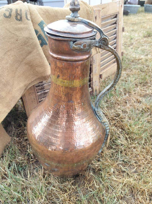 Antique French Hammered Copper Water Jug c.1830