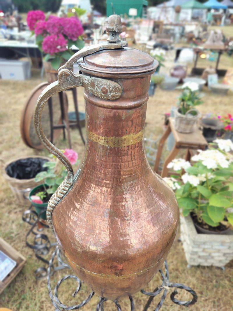 Antique French Hammered Copper Water Jug c.1830