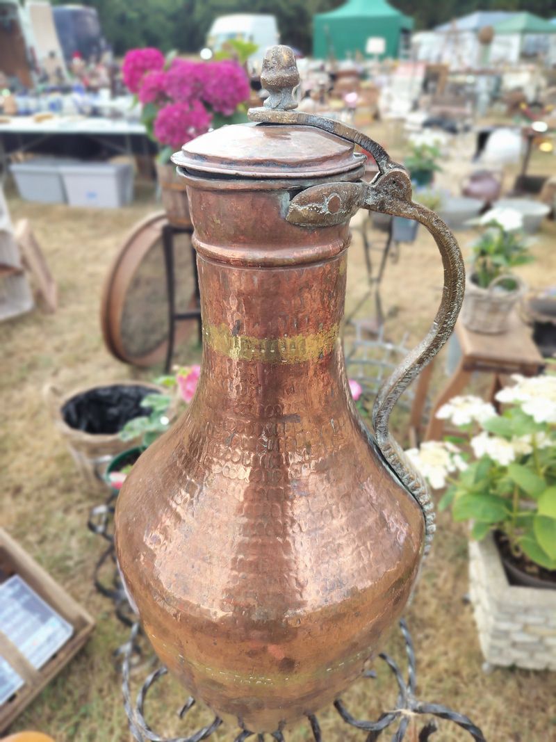 Antique French Hammered Copper Water Jug c.1830