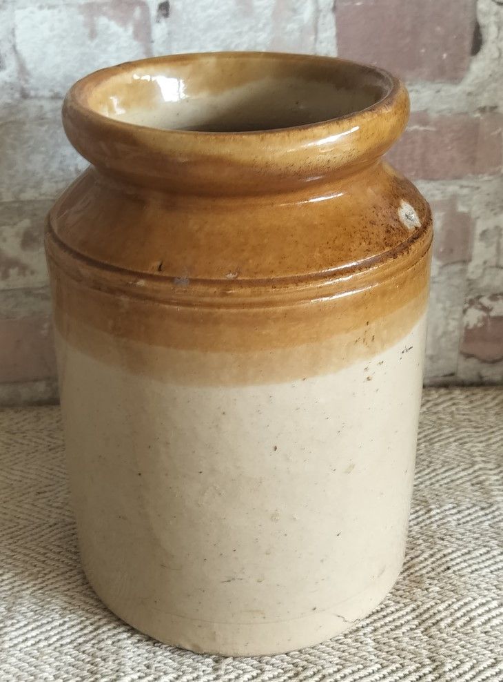Vintage Two Tone Glazed Stoneware Storage Pot