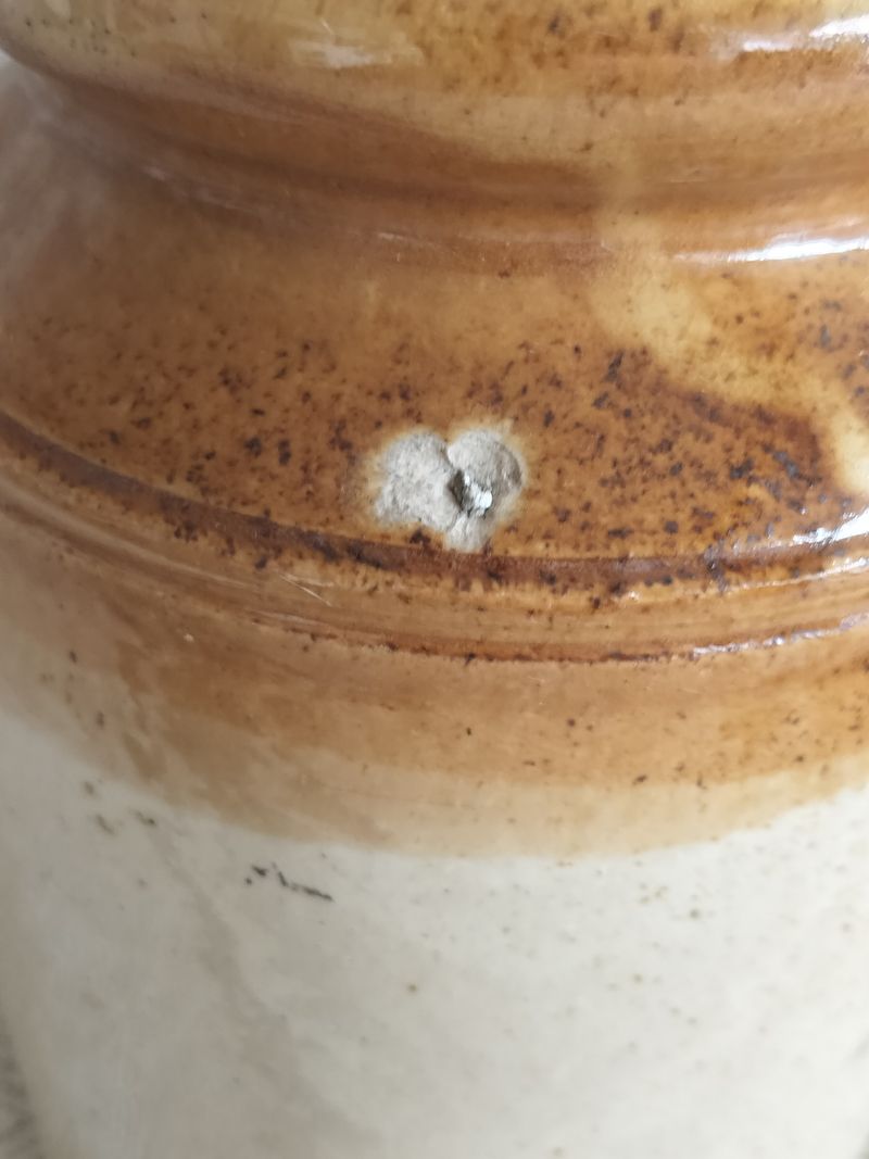 Vintage Two Tone Glazed Stoneware Storage Pot