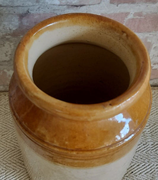 Vintage Two Tone Glazed Stoneware Storage Pot
