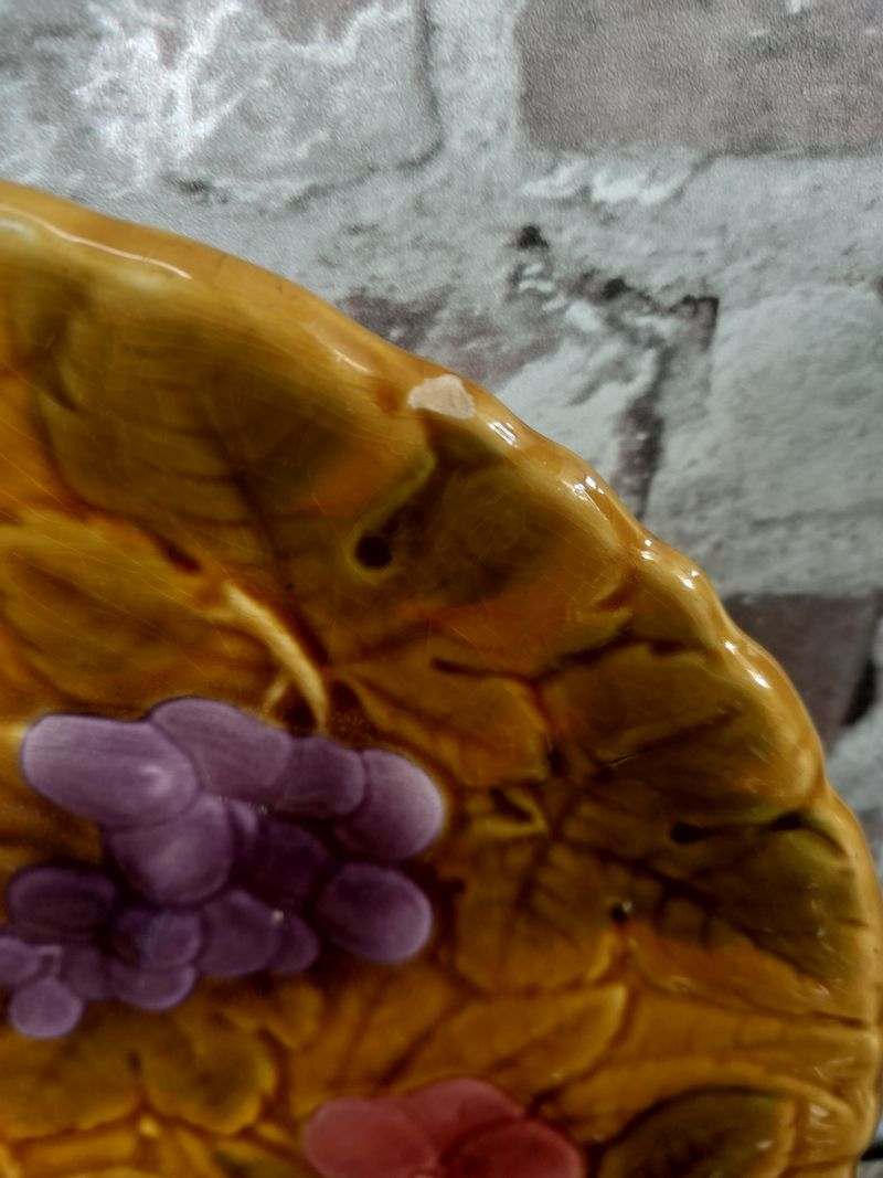Vintage French Sarreguemines Majolica Fruit Plates - Set of 6, c.1950