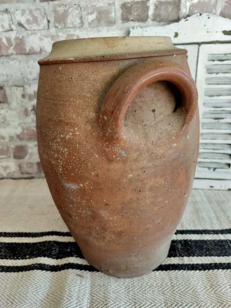 Antique French Terracotta Storage Jar – Rustic Two-Handled Earthenware Pot