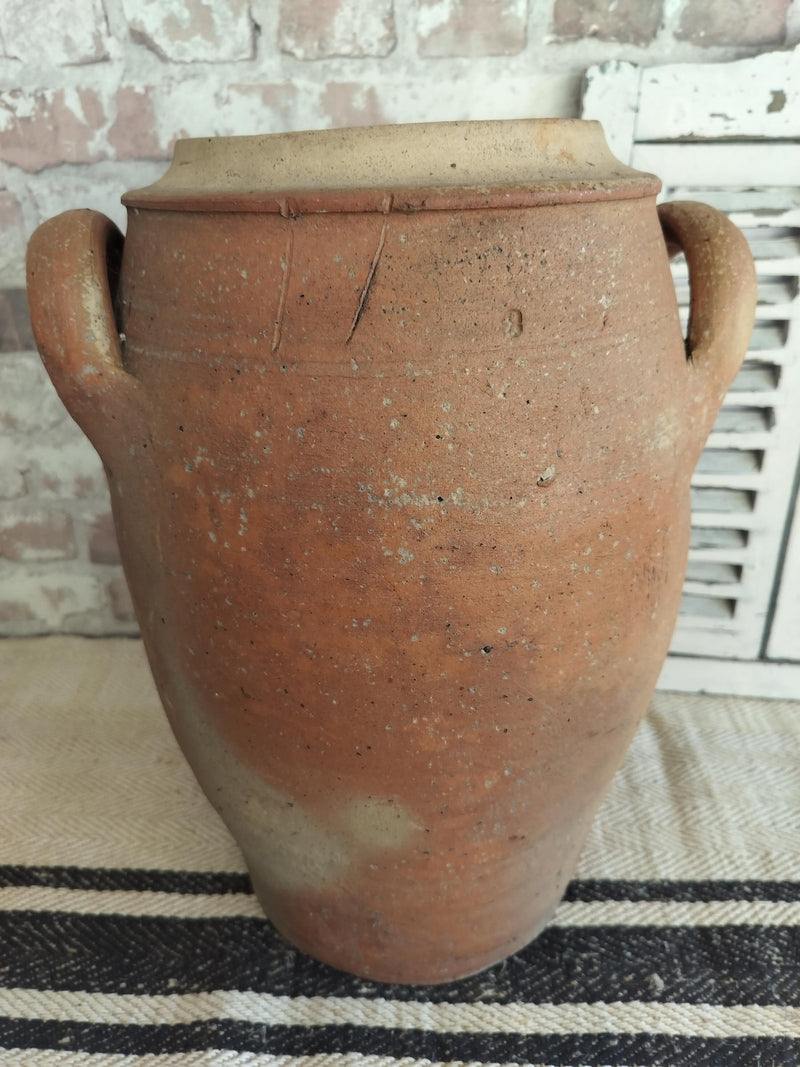 Antique French Terracotta Storage Jar – Rustic Two-Handled Earthenware Pot
