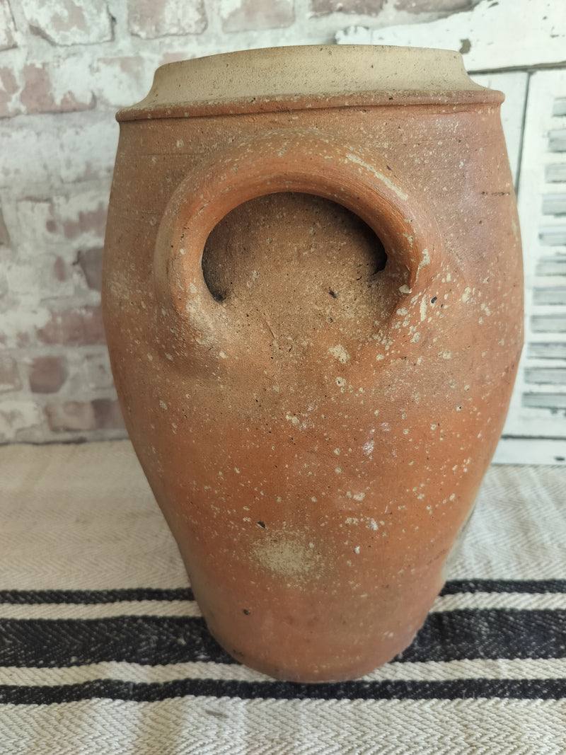 Antique French Terracotta Storage Jar – Rustic Two-Handled Earthenware Pot
