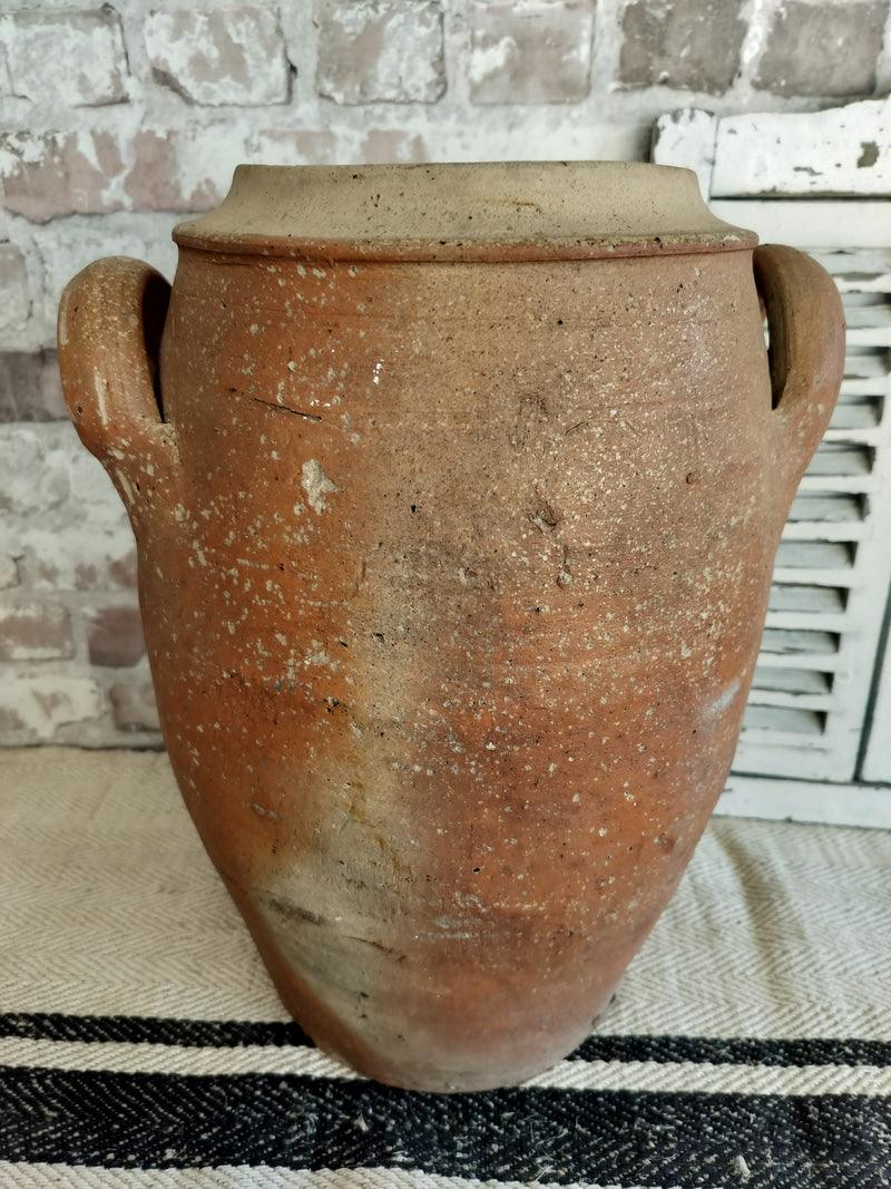 Antique French Terracotta Storage Jar – Rustic Two-Handled Earthenware Pot