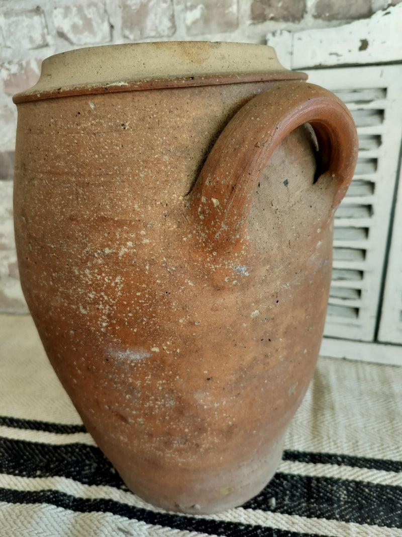 Antique French Terracotta Storage Jar – Rustic Two-Handled Earthenware Pot