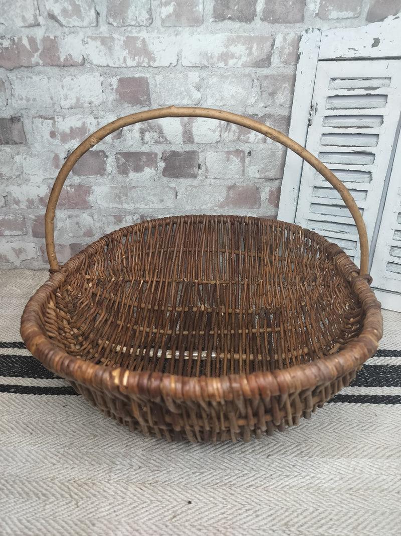 Vintage French Wicker Gathering Basket