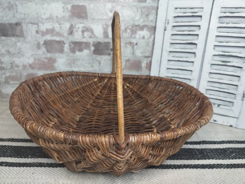 Vintage French Wicker Gathering Basket