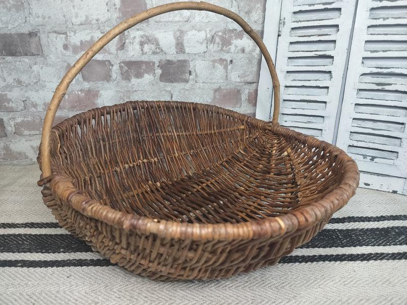 Vintage French Wicker Gathering Basket