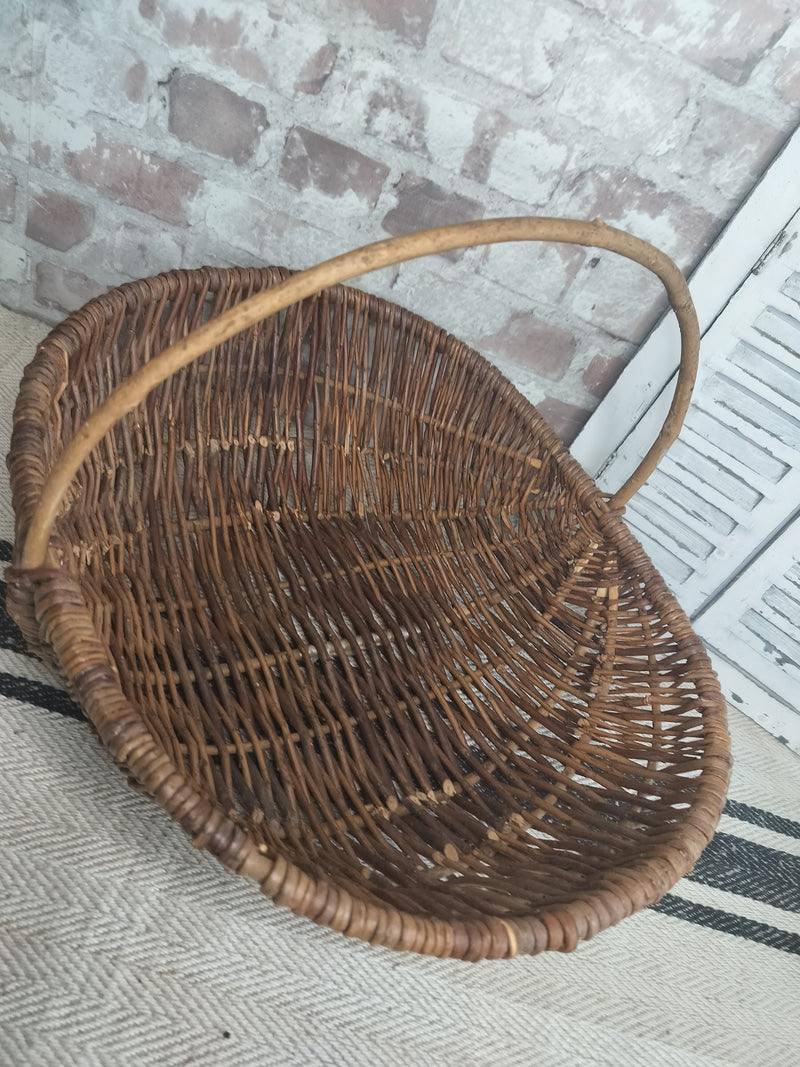 Vintage French Wicker Gathering Basket