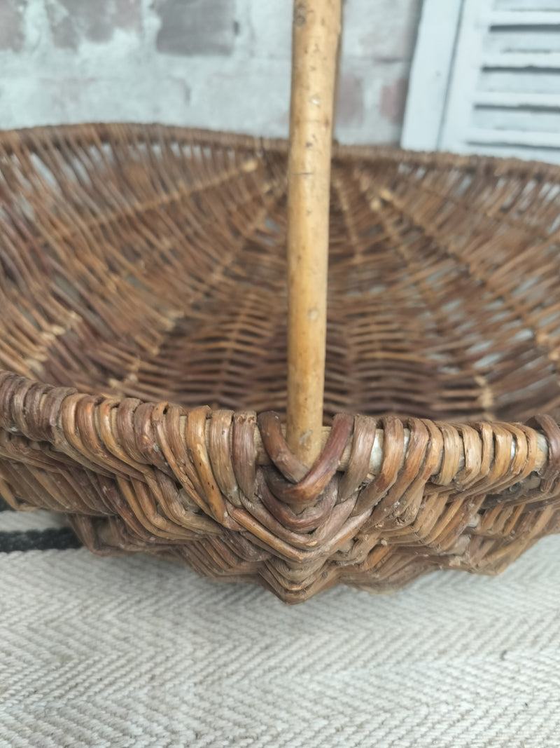 Vintage French Wicker Gathering Basket
