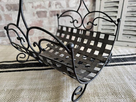 Vintage French metal log basket