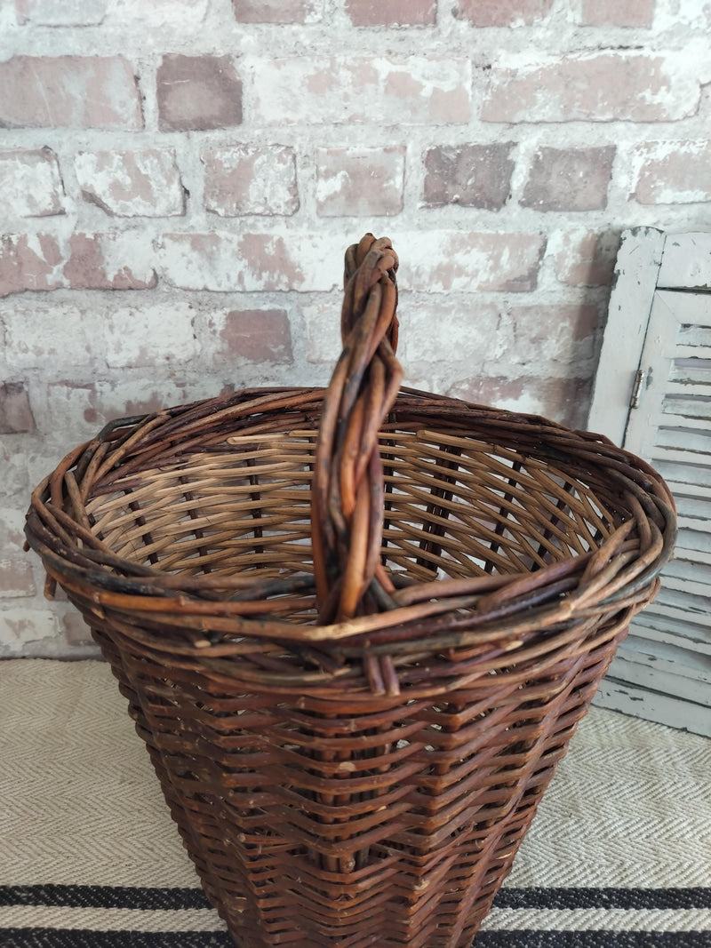 Vintage French tall willow basket